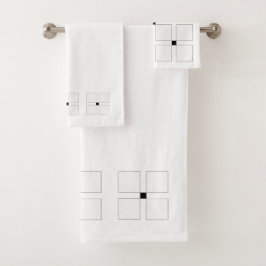 Zwart-wit Art Deco vierkant patroon handdoeken set