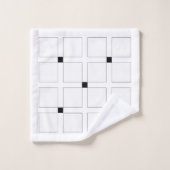 Zwart-wit Art Deco vierkant patroon handdoeken set (Wasdoekje)
