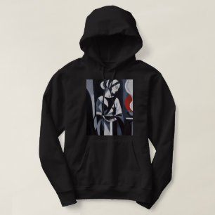Zwart-wit Art Deco Vrouw Muurkunst Hoodie