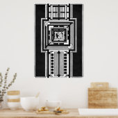 Zwart & wit Art Deco wandtapijt Poster (Keuken)