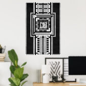Zwart & wit Art Deco wandtapijt Poster (Thuiskantoor)