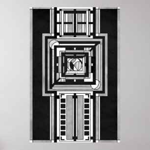 Zwart & wit Art Deco wandtapijt Poster
