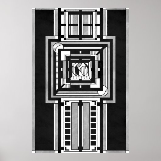 Zwart & wit Art Deco wandtapijt Poster (Voorkant)