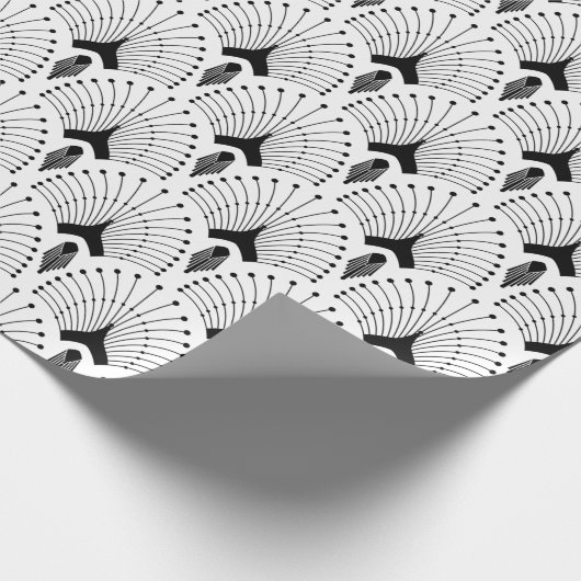 Zwart-wit art-decopatroon cadeaupapier (Hoek)