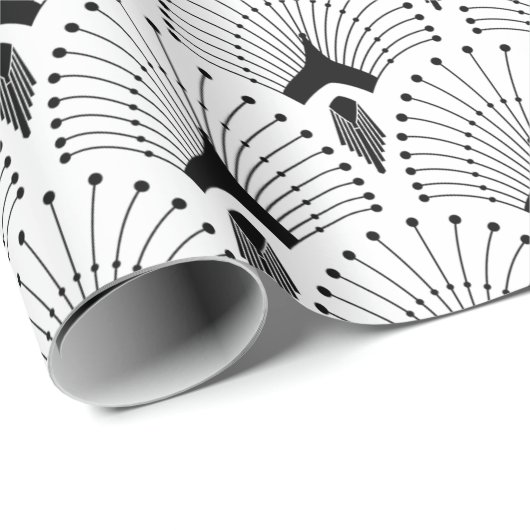 Zwart-wit art-decopatroon cadeaupapier (Rol Hoek)