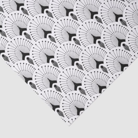 Zwart-wit art-decopatroon tissuepapier (Detail)