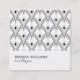 Zwart-wit art-decopatroon vierkante visitekaartje