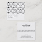 Zwart-wit art-decopatroon vierkante visitekaartje (Voorkant / Achterkant)