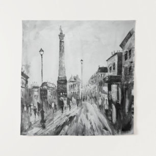 Zwart-wit artistieke schilderijen. wandkleed
