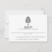 Zwart & Wit Aspen Bruiloft RSVP Kaartje (Voorkant)