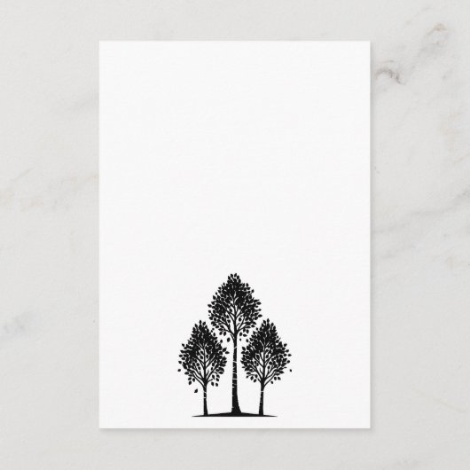 Zwart-wit Aspen Tree Wedding Informatiekaartje (Achterkant)