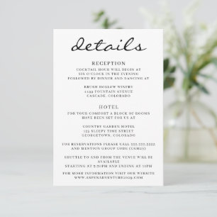 Zwart-wit Aspen Tree Wedding Informatiekaartje