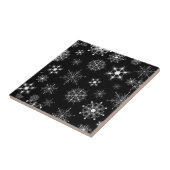 Zwart & Wit Assorted Kerstmis Sneeuwvlokken Tegeltje (Zijkant)