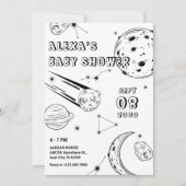 Zwart-wit astrologie maan baby douche kaart (Voorkant)