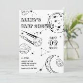 Zwart-wit astrologie maan baby douche kaart (Staand voorkant)