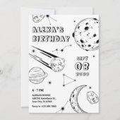 Zwart-wit astrologie maan verjaardag kaart (Voorkant)