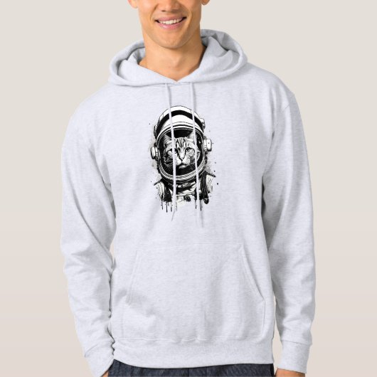 Zwart-wit Astronaut Kat Hoodie (Voorkant)