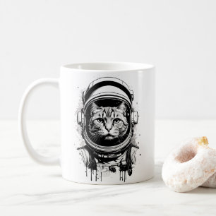 Zwart-wit Astronaut Kat Koffiemok