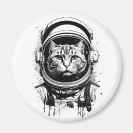 Zwart-wit Astronaut Kat Magneet