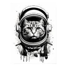 Zwart-wit Astronaut Kat