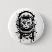 Zwart-wit Astronaut Kat Ronde Button 5,7 Cm (Voorkant)