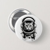 Zwart-wit Astronaut Kat Ronde Button 5,7 Cm (Voorkant /achterkant)