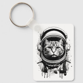 Zwart-wit Astronaut Kat Sleutelhanger