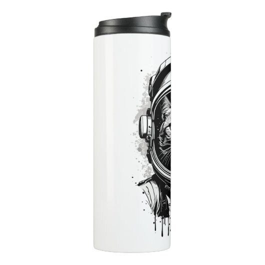 Zwart-wit Astronaut Kat Thermosbeker (Gedraaid links)