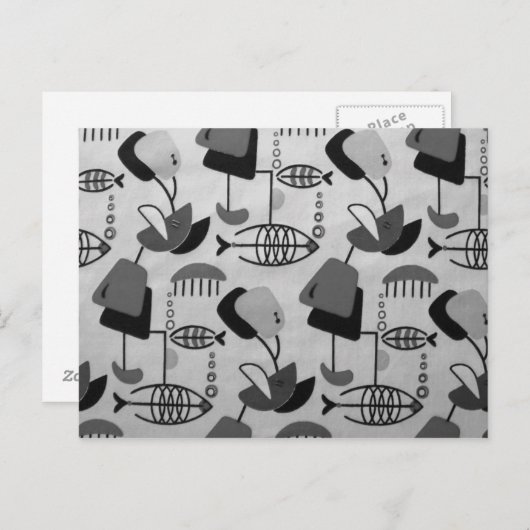 Zwart-wit atoompatroon Briefkaart (Voorkant / Achterkant)