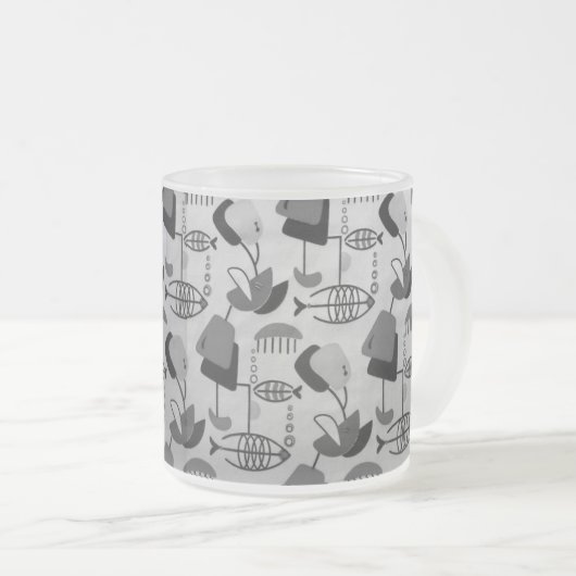 Zwart-wit atoompatroon, gevroren glazen Mok (Voorkant rechts)