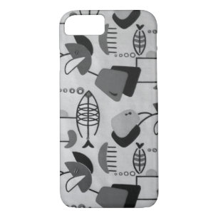 Zwart-wit atoompatroon iPhone 7 Hoesje