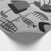 Zwart-wit atoompatroonpapier cadeaupapier (Hoek)