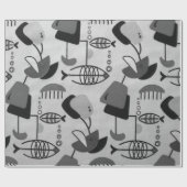 Zwart-wit atoompatroonpapier cadeaupapier (Vlak)