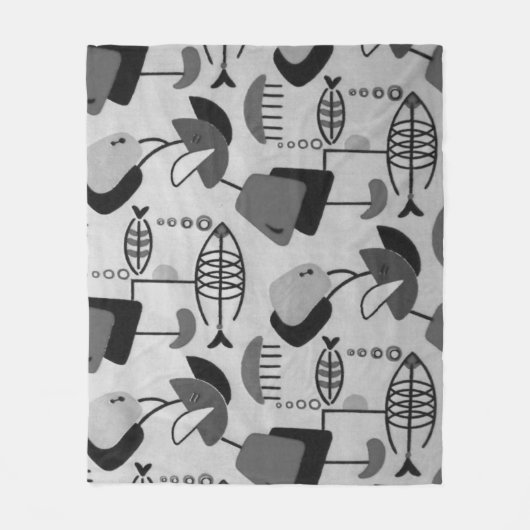 Zwart-wit atoompatroontapijt fleece deken (Voorkant)