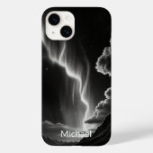 Zwart & Wit Aurora Personaliseer Naam Case-Mate iPhone Case (Achterkant)