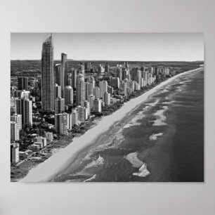 Zwart-wit Australië Gold Coast Poster