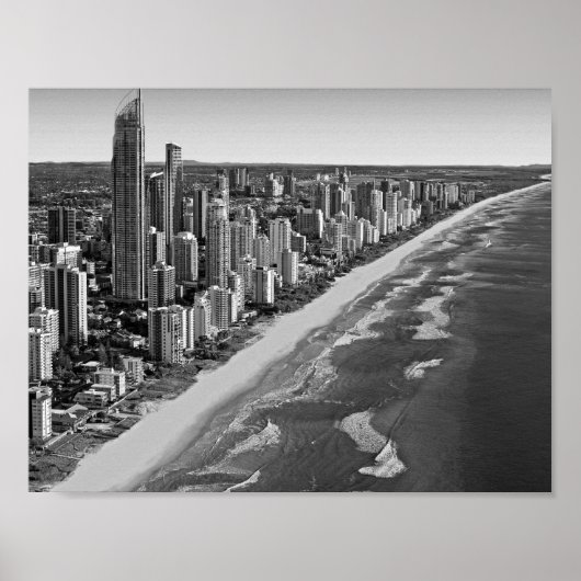 Zwart-wit Australië Gold Coast Poster (Voorkant)