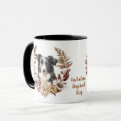 Zwart Wit Australisch Herder Hond Herfst krans Mok (Voorkant links)