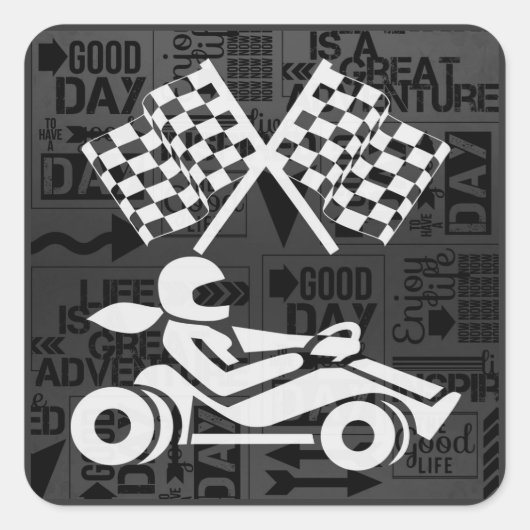 Zwart-wit Auto Racing Sport Thema Vierkante Sticker (Voorkant)