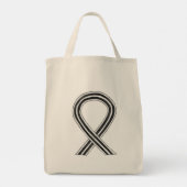 Zwart-wit Awareness Ribbon Custom Canvas tassen (Achterkant)