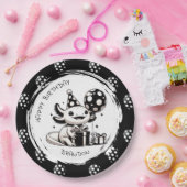 Zwart-wit Axolotl & Balloons Verjaardag Papieren Bordje (Feest)