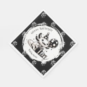 Zwart-wit Axolotl & Balloons Verjaardag Servet (Hoek)