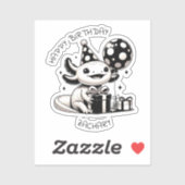 Zwart-wit Axolotl Verjaardagsfeest Personaliseren Sticker (Vel)