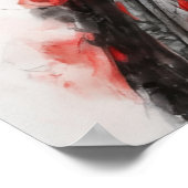 Zwart Wit Aziatisch Vrouw Tekening Poster (Hoek)