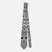 Zwart-wit Aztec-ontwerp Stropdas (Voorkant)