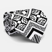 Zwart-wit Aztec-ontwerp Stropdas (Opgerold)