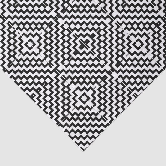 Zwart-wit Aztec-ontwerp Tissuepapier (Detail)