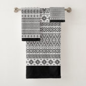 Zwart-wit Aztec-patroon Bad Handdoek (Insitu)