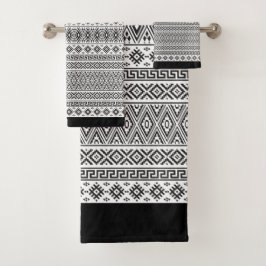 Zwart-wit Aztec-patroon Bad Handdoek