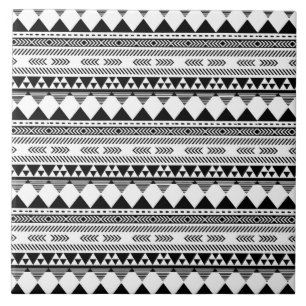 Zwart wit Aztec tegelpatroon Tegeltje